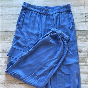 Saint Tropez Viscose Fluid Cornflower Blue Cargo Pants